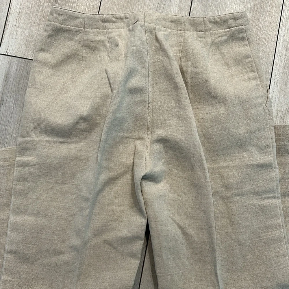 Adrienne Vittadini Studio Beige linen crop pants size 6